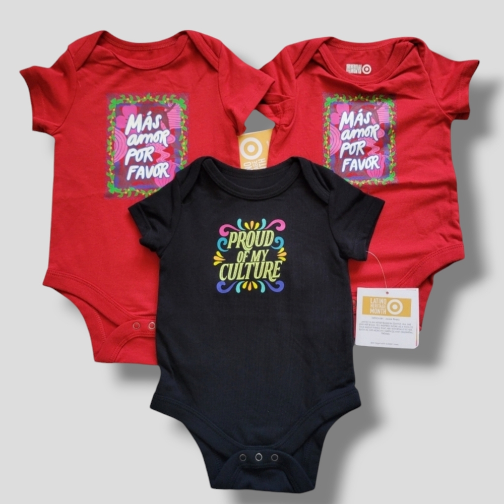 3 Latino Heritage Month Target Onsies Unisex Red 0-3M & 3-6M B